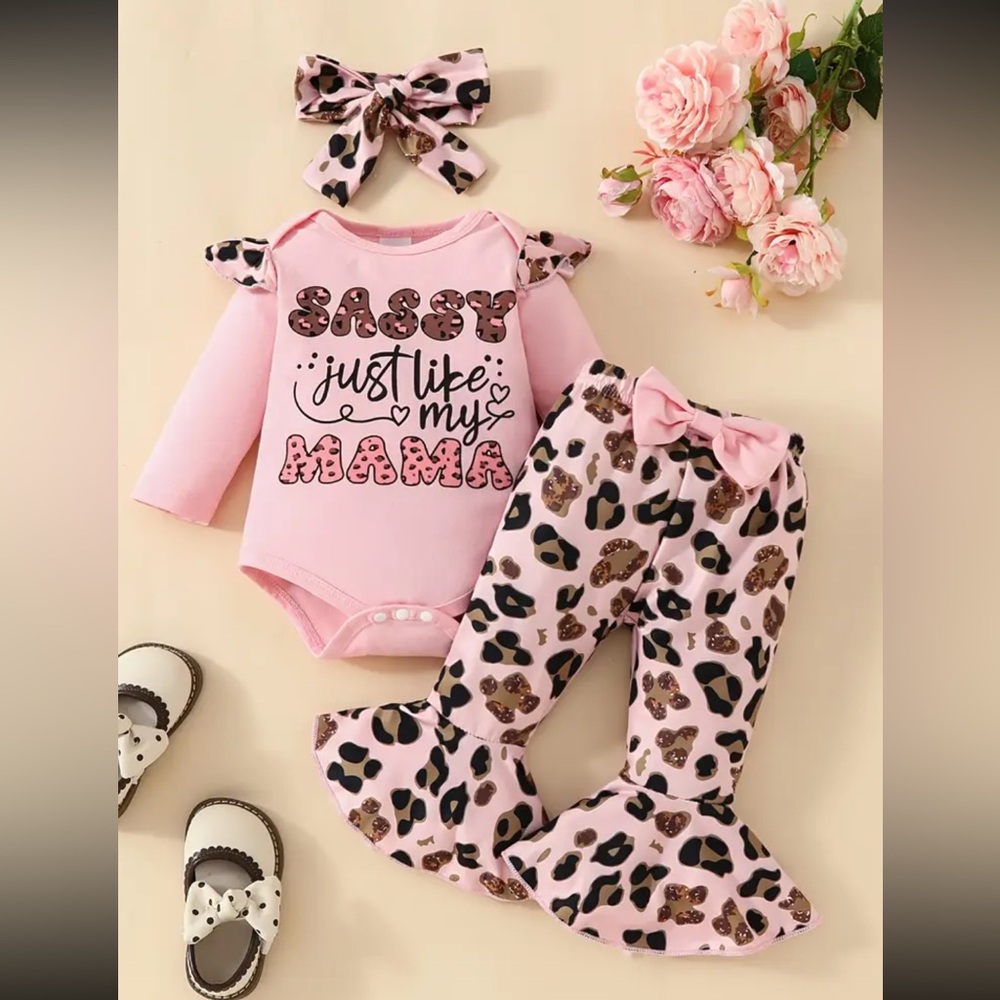 Pink Baby Outfit with Leopard Print